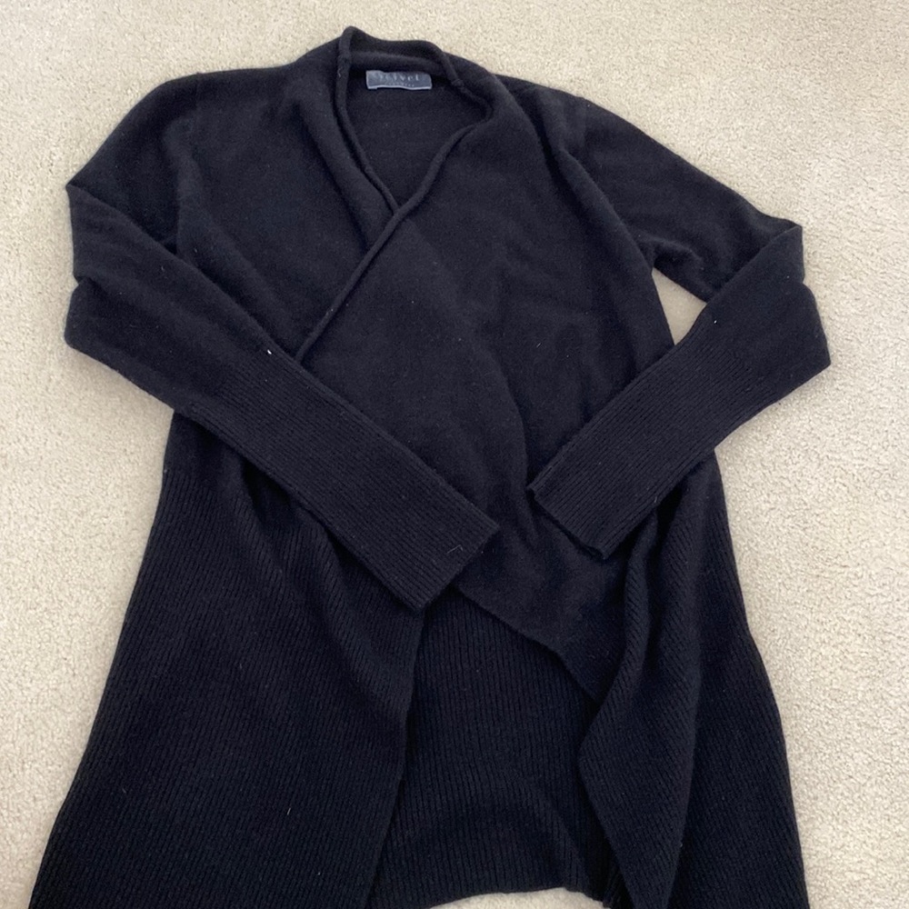 Velvet cashmere black cardigan